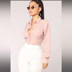 Chic Polka Dot Blouse - Pink